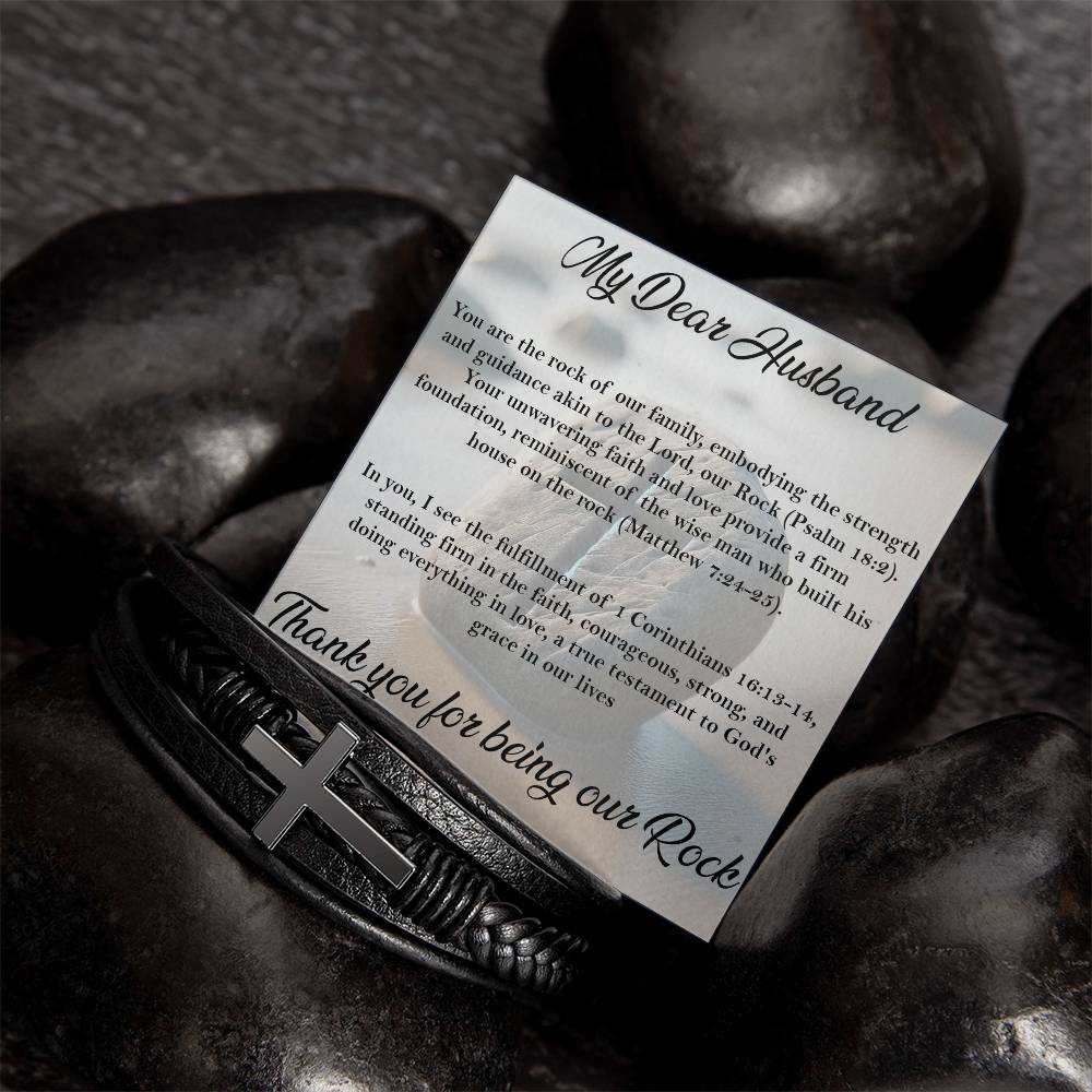 Thank You For Being Our Rock - Men's Cross Bracelet