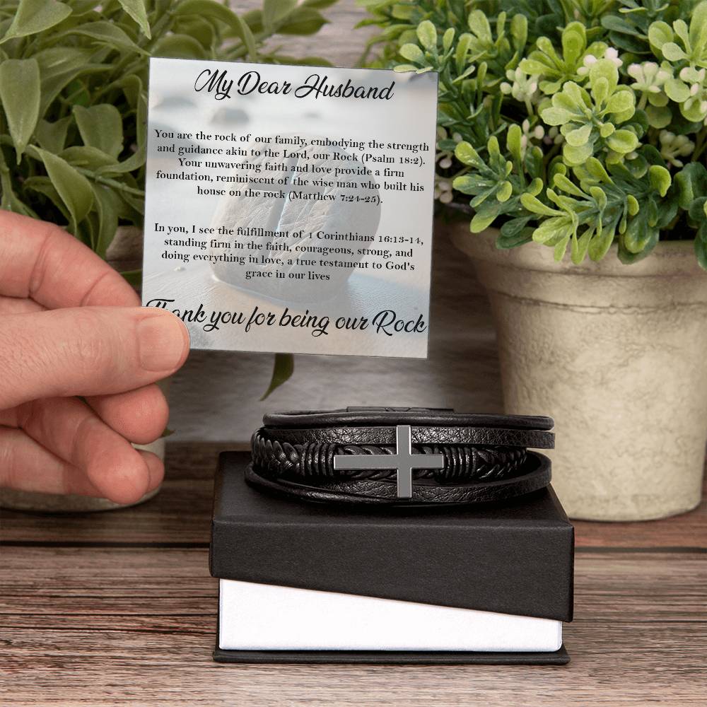 Thank You For Being Our Rock - Men's Cross Bracelet