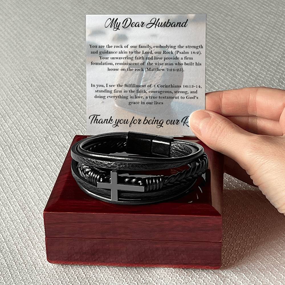 Thank You For Being Our Rock - Men's Cross Bracelet