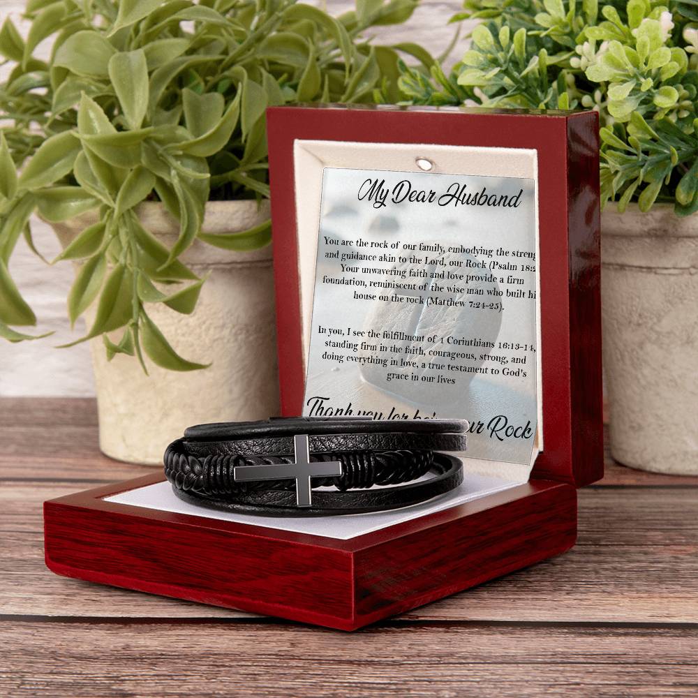Thank You For Being Our Rock - Men's Cross Bracelet