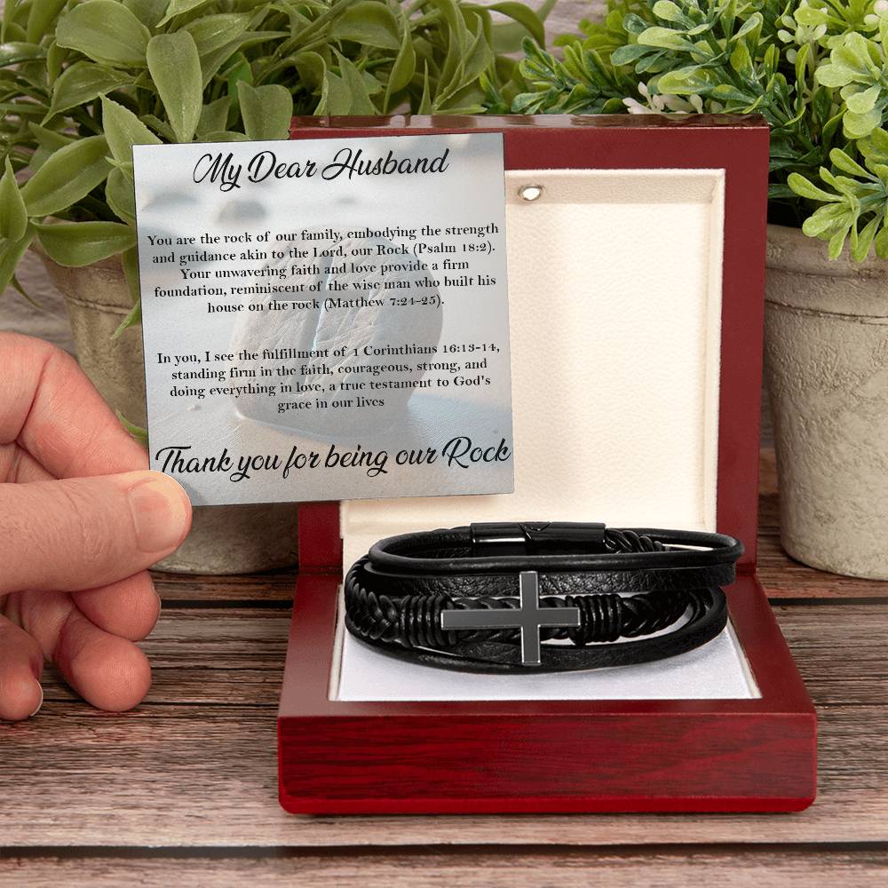 Thank You For Being Our Rock - Men's Cross Bracelet