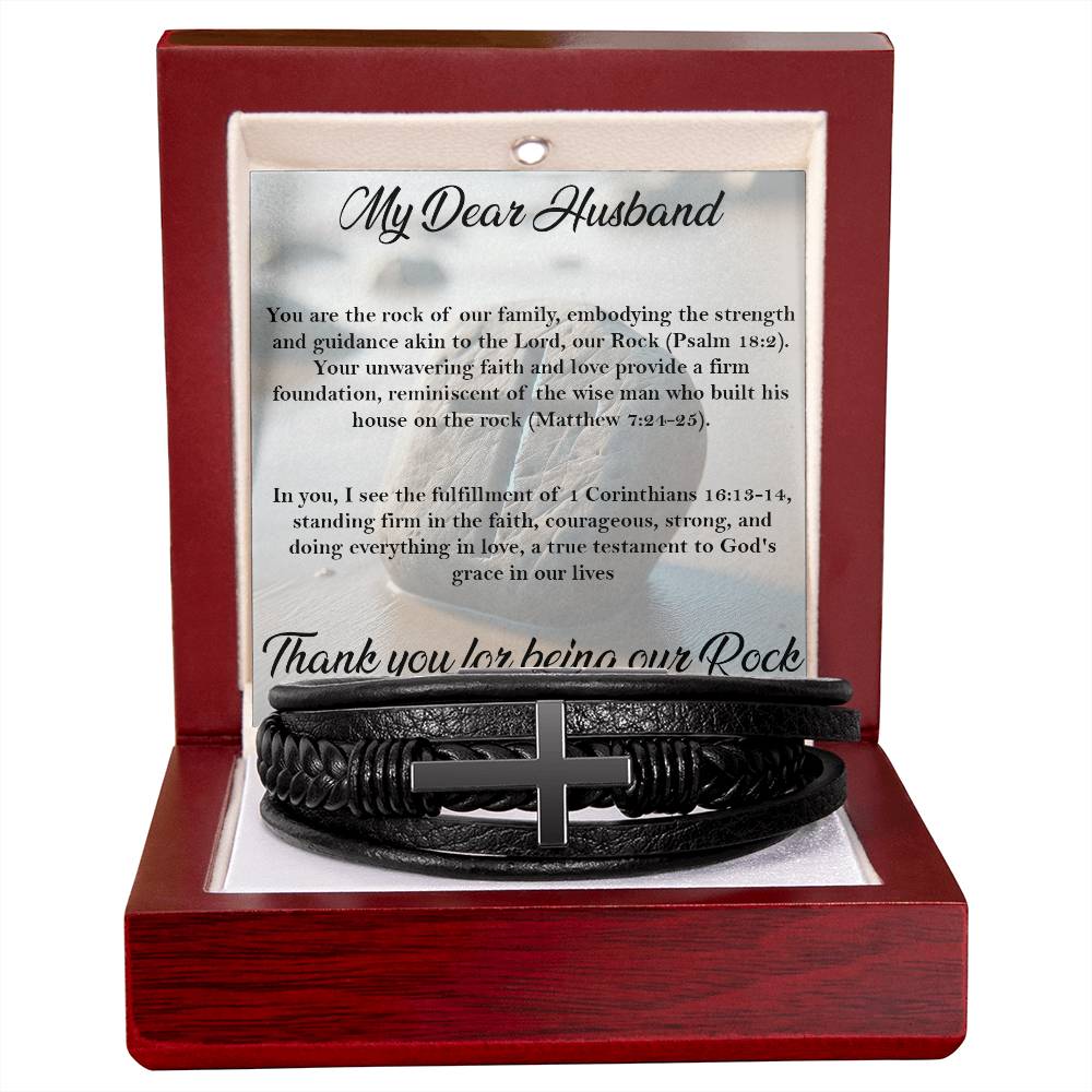 Thank You For Being Our Rock - Men's Cross Bracelet