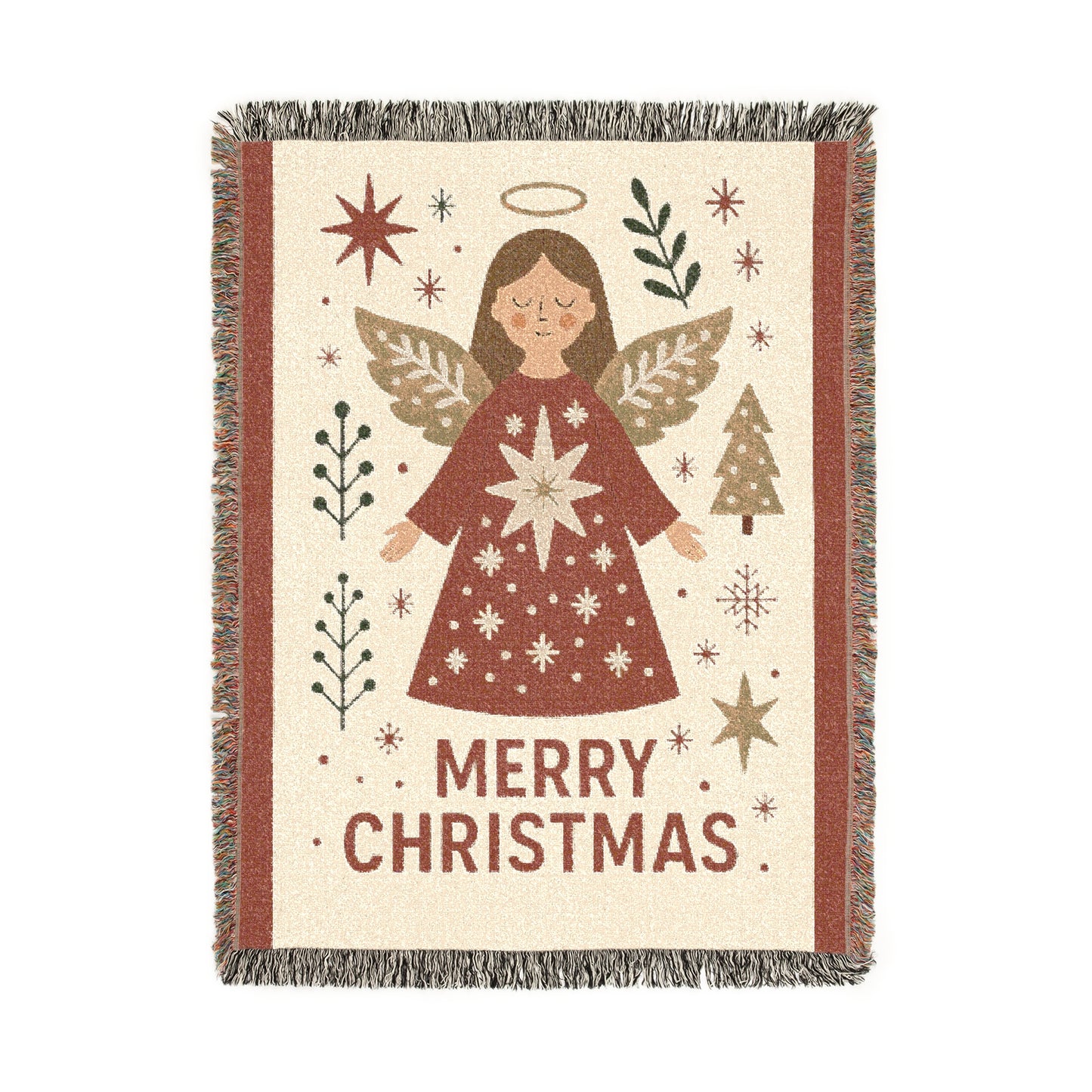 Merry Christmas Angel Woven Blanket — Cozy Holiday Throw