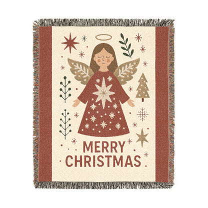 Merry Christmas Angel Woven Blanket — Cozy Holiday Throw