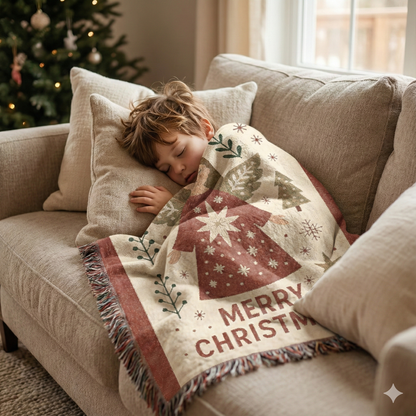 Merry Christmas Angel Woven Blanket — Cozy Holiday Throw