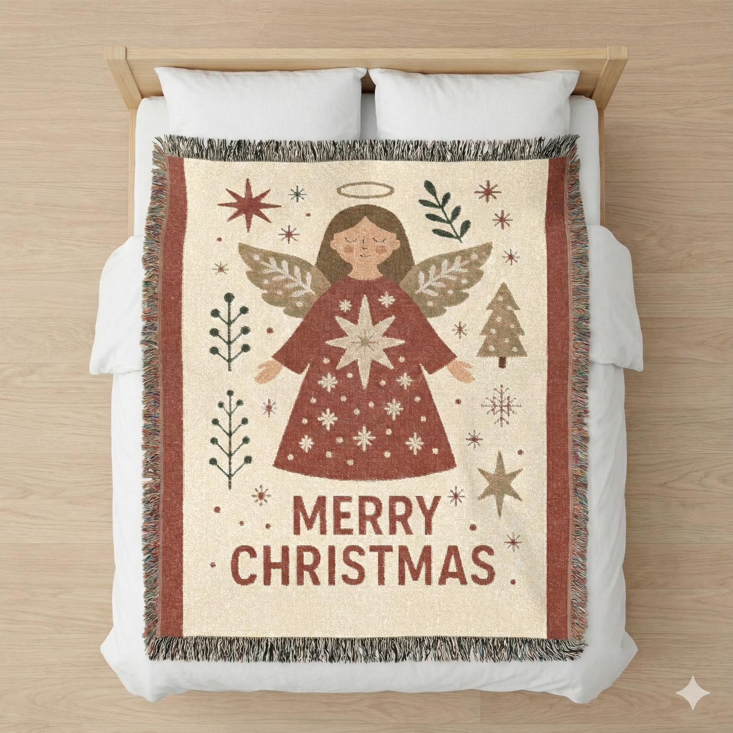Merry Christmas Angel Woven Blanket — Cozy Holiday Throw