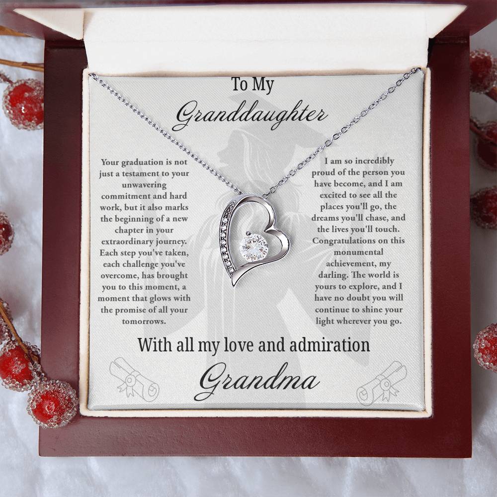 Forever Love Necklace with Granddaughter Graduation From Grandma Message Card