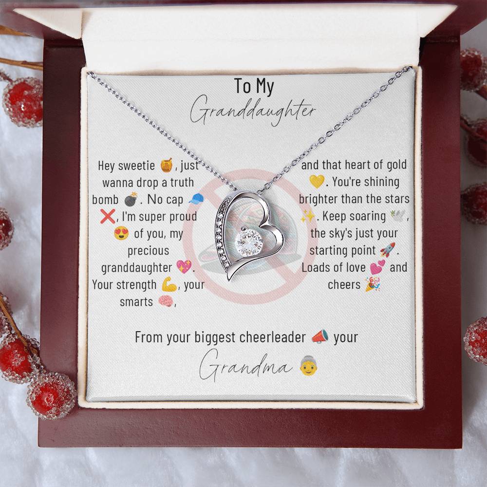 Forever Love Necklace with Emoji Message Card From Grandmother to Granddaughter
