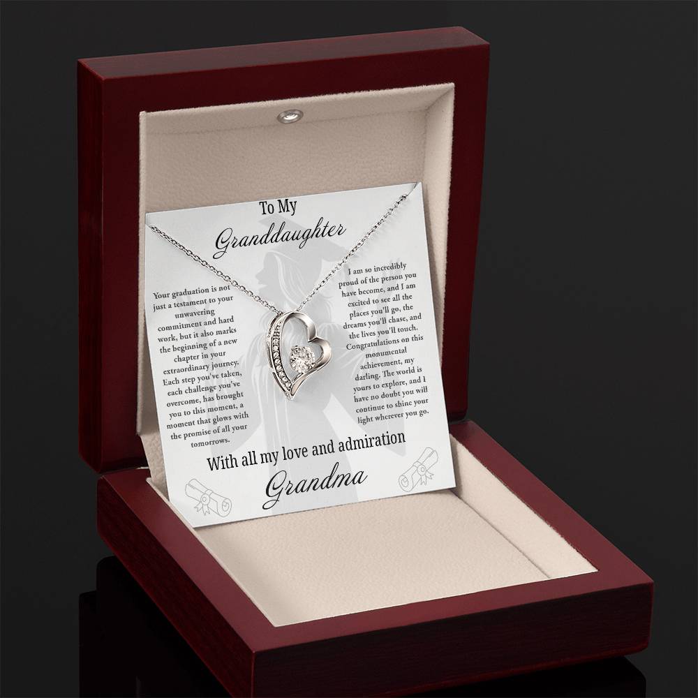 Forever Love Necklace with Granddaughter Graduation From Grandma Message Card