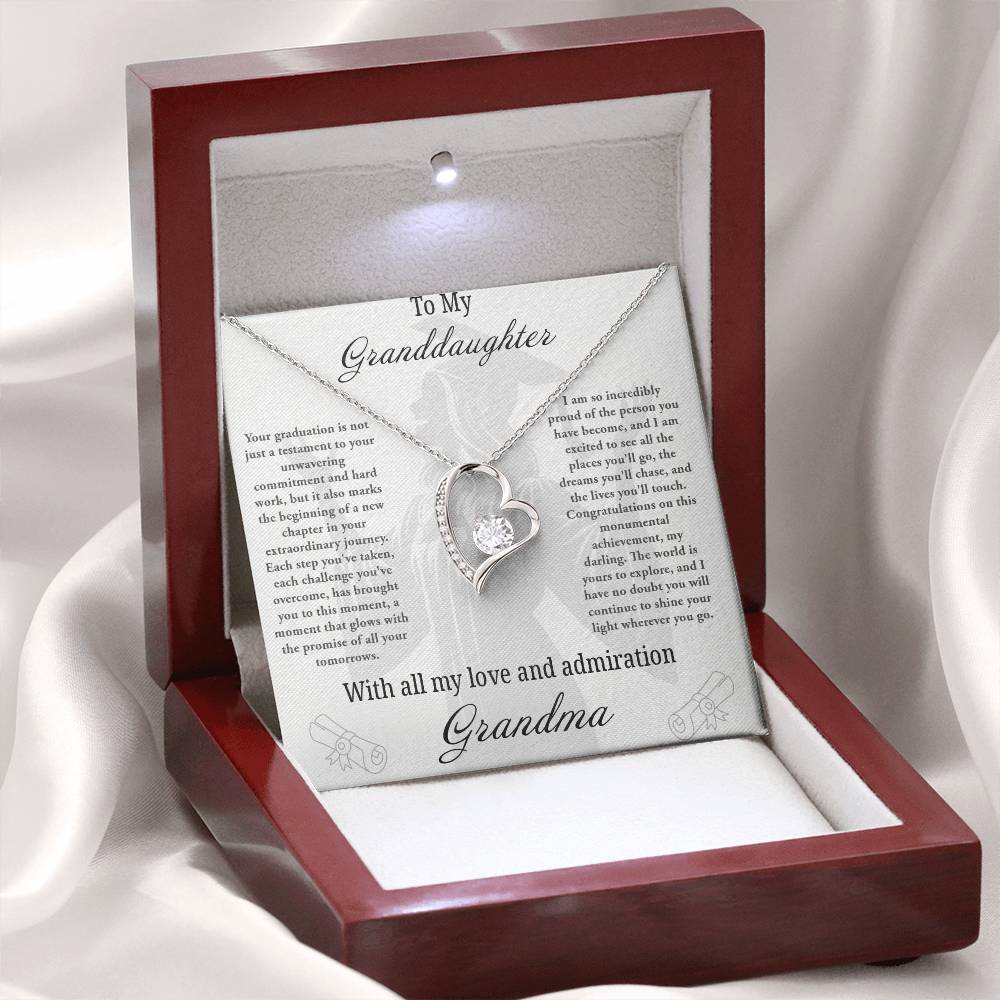 Forever Love Necklace with Granddaughter Graduation From Grandma Message Card