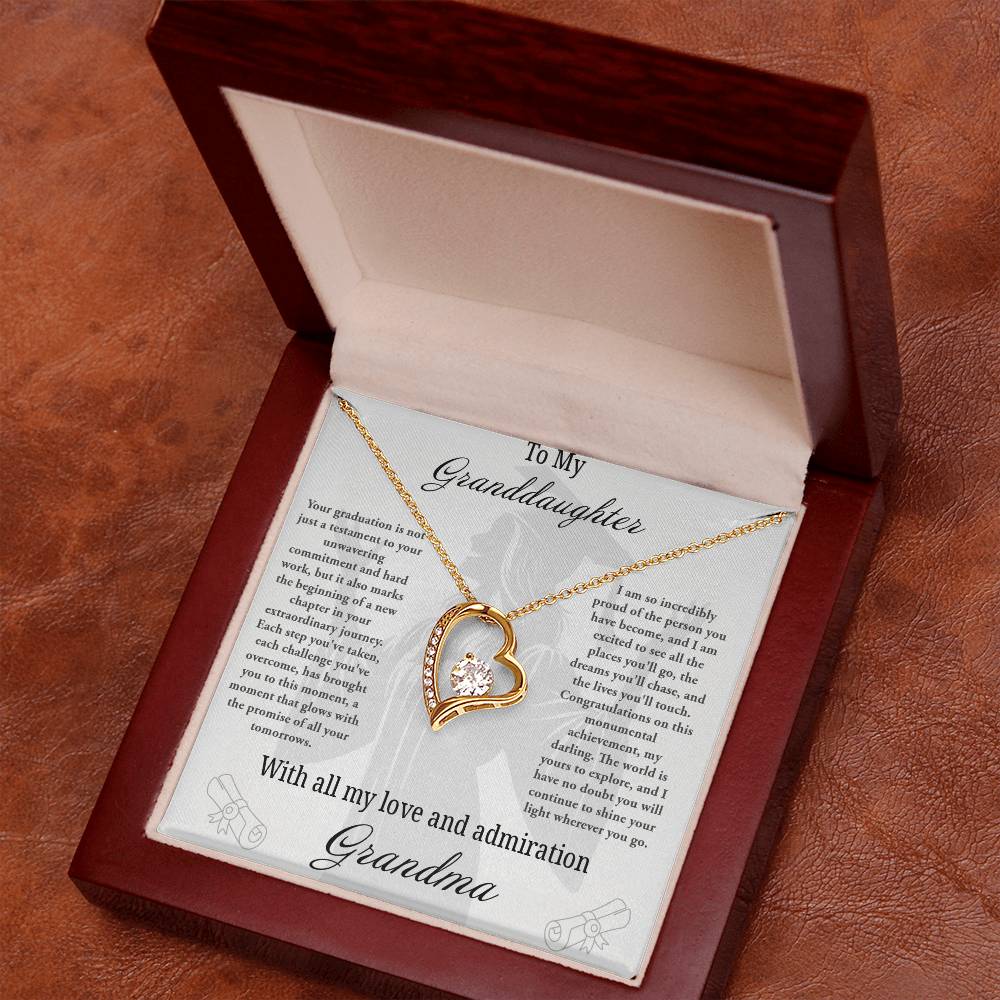 Forever Love Necklace with Granddaughter Graduation From Grandma Message Card