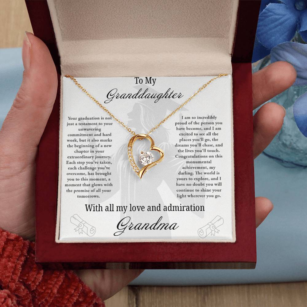 Forever Love Necklace with Granddaughter Graduation From Grandma Message Card