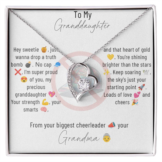 Forever Love Necklace with Emoji Message Card From Grandmother to Granddaughter