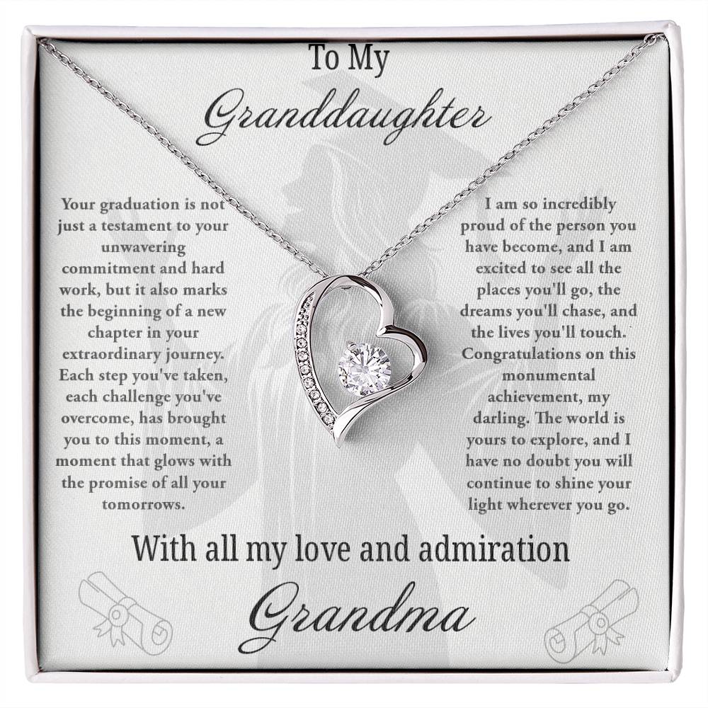 Forever Love Necklace with Granddaughter Graduation From Grandma Message Card