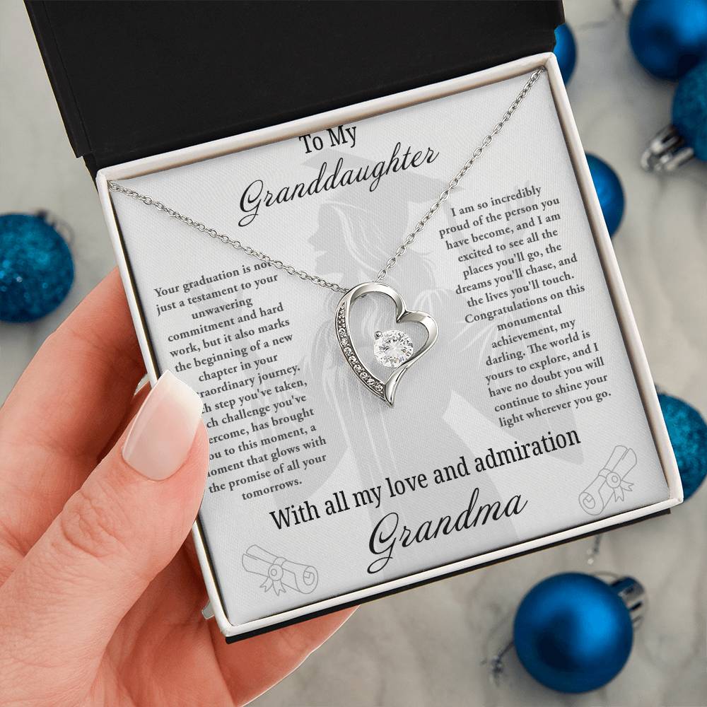 Forever Love Necklace with Granddaughter Graduation From Grandma Message Card