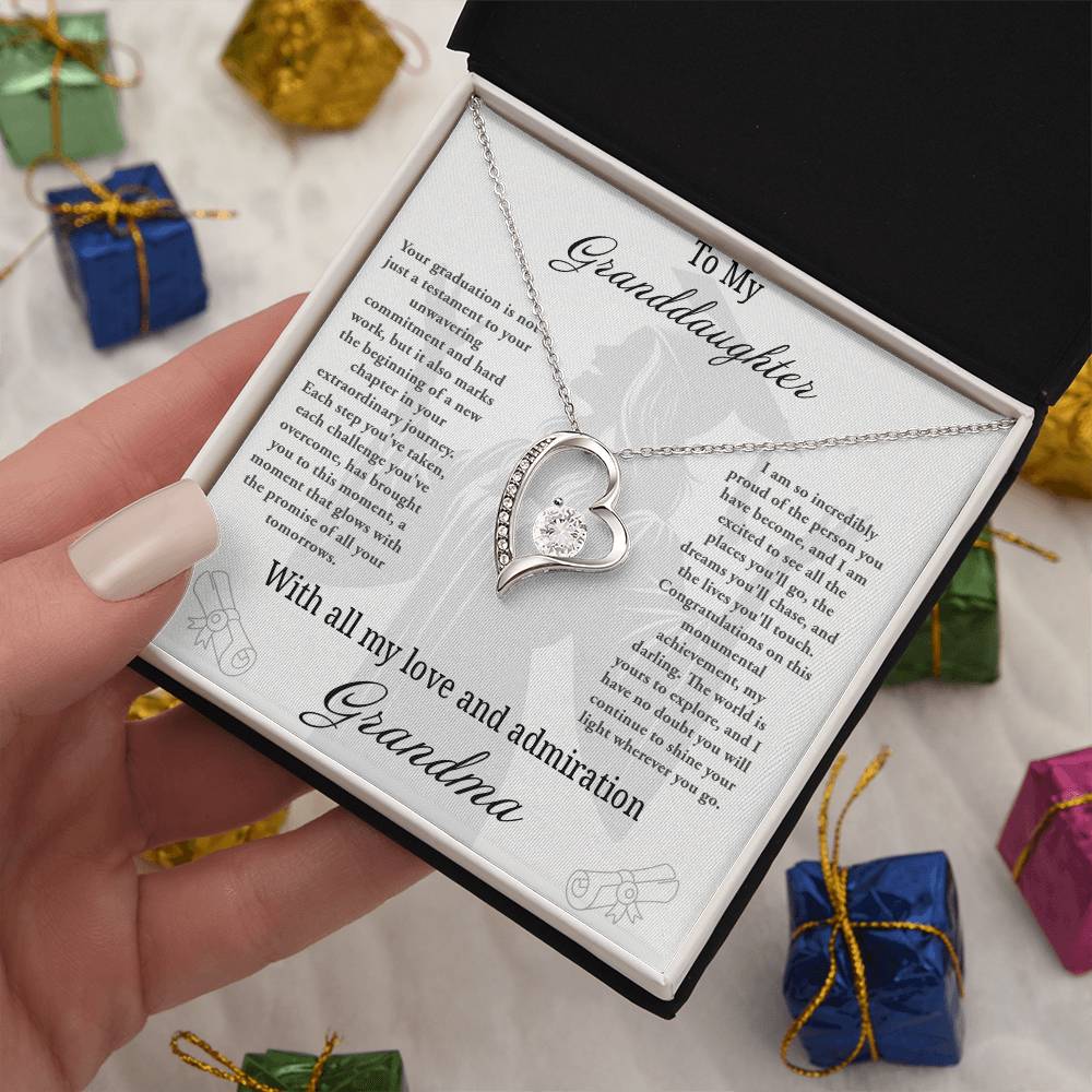 Forever Love Necklace with Granddaughter Graduation From Grandma Message Card