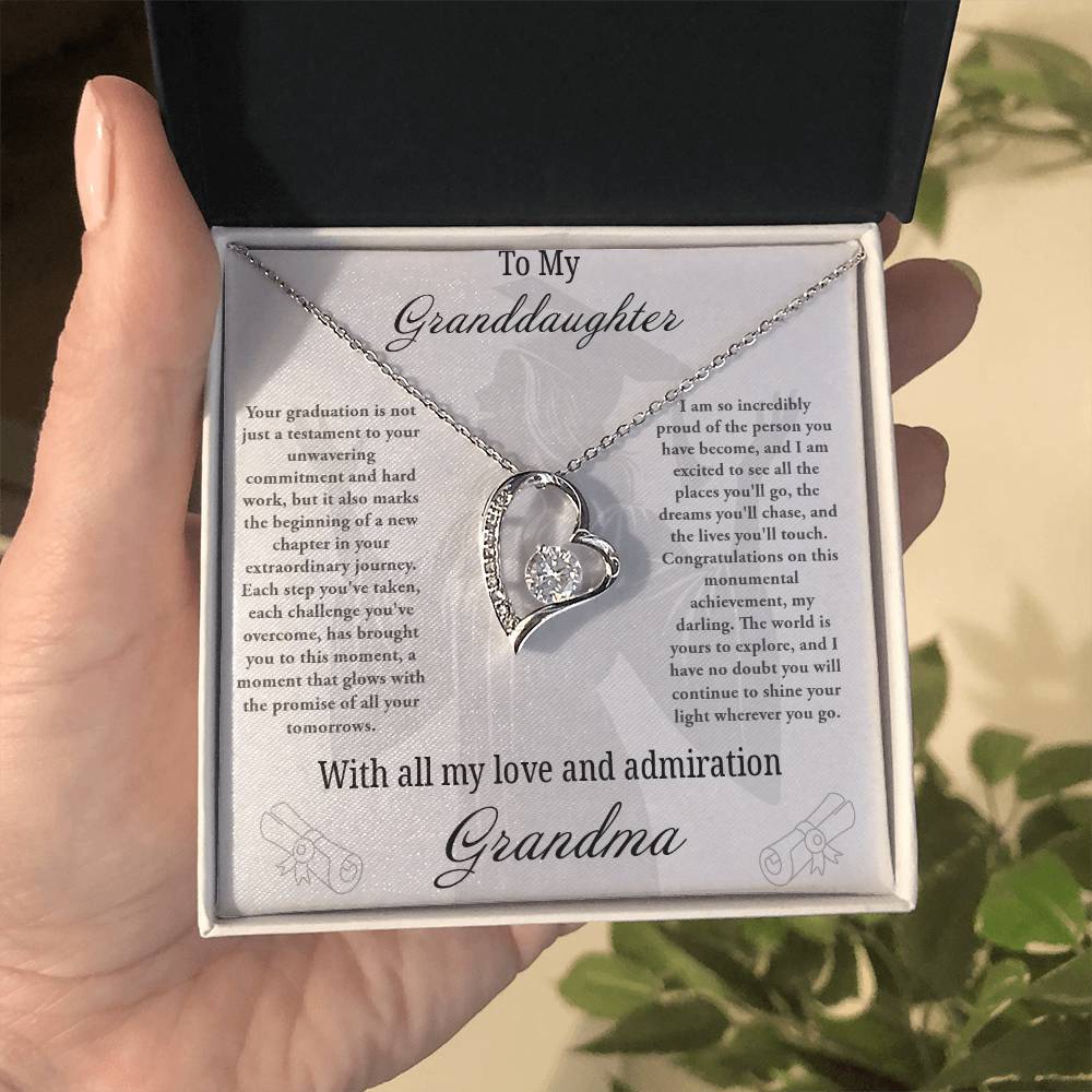 Forever Love Necklace with Granddaughter Graduation From Grandma Message Card