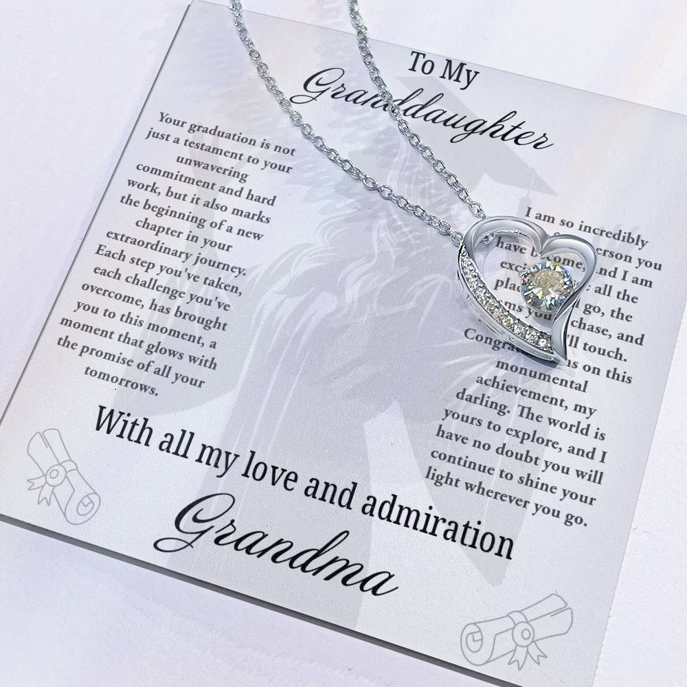 Forever Love Necklace with Granddaughter Graduation From Grandma Message Card