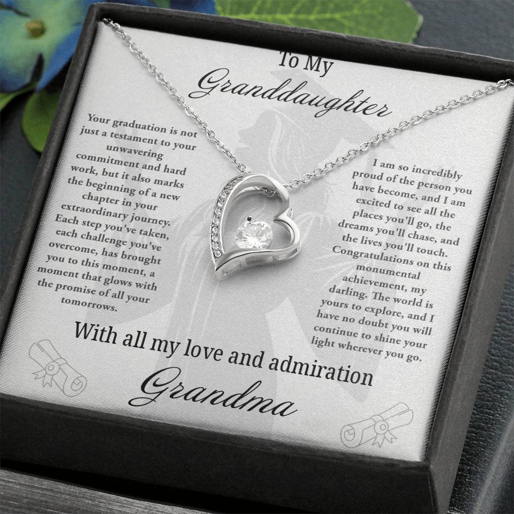 Forever Love Necklace with Granddaughter Graduation From Grandma Message Card