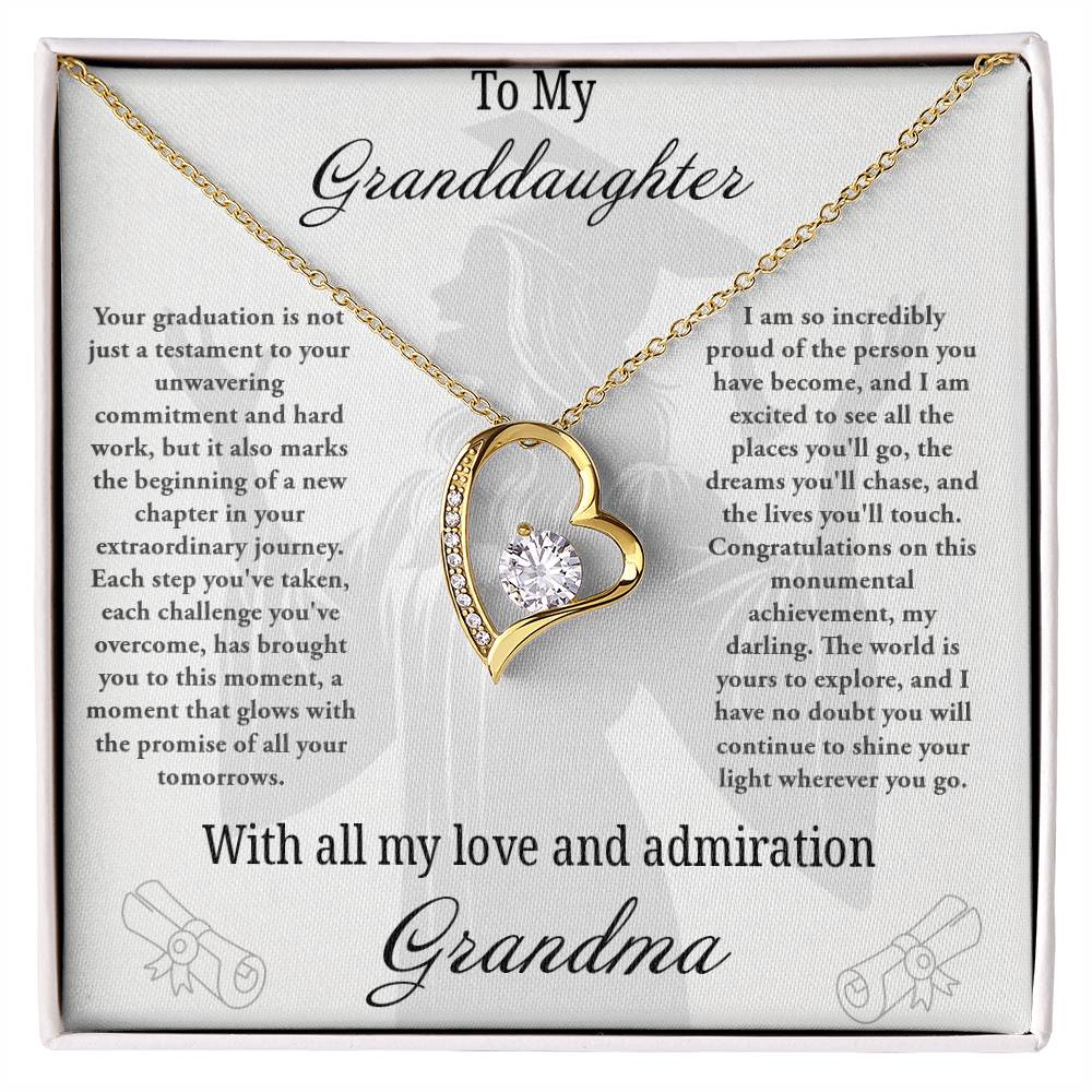 Forever Love Necklace with Granddaughter Graduation From Grandma Message Card