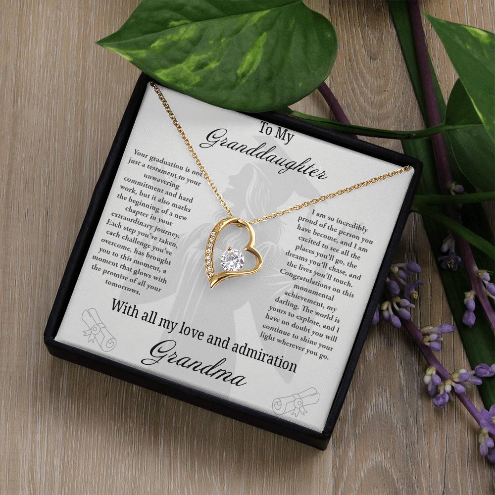 Forever Love Necklace with Granddaughter Graduation From Grandma Message Card