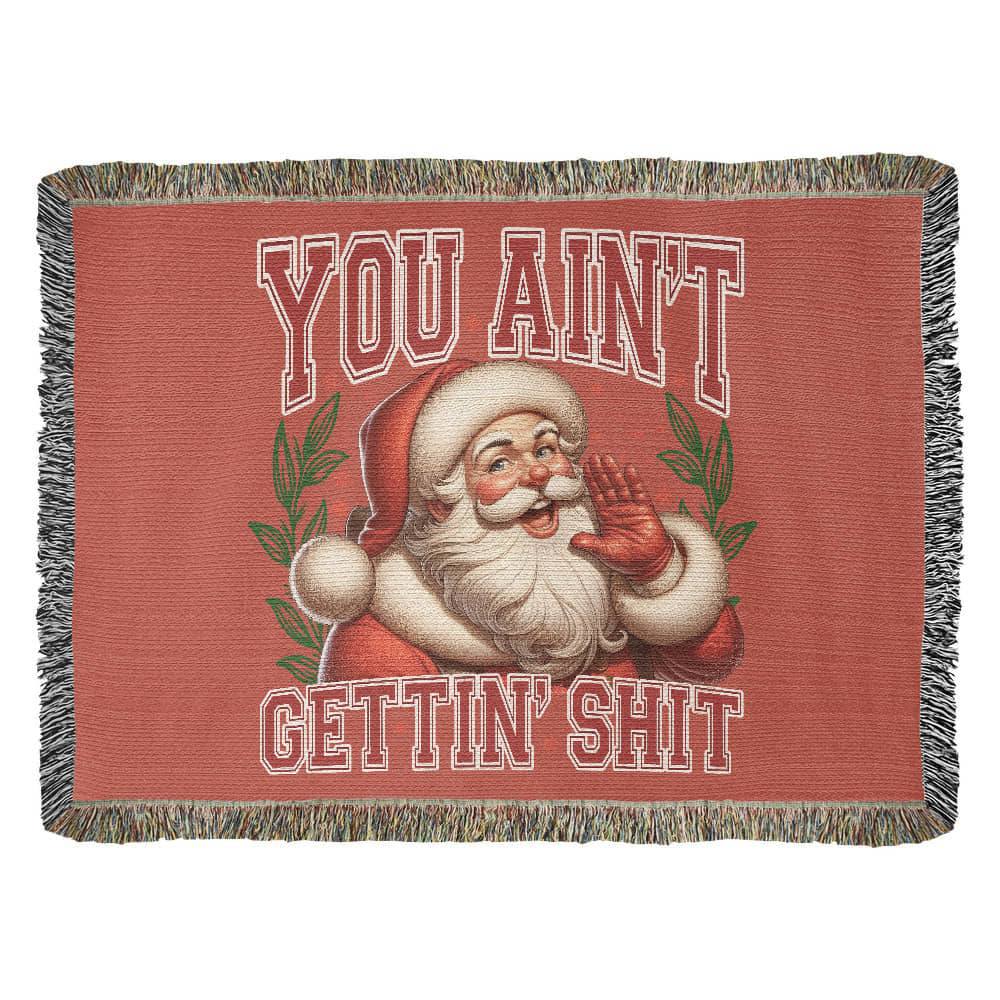 “Naughty List Santa” Woven Blanket — Funny Christmas Heirloom Throw