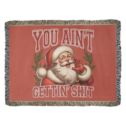 “Naughty List Santa” Woven Blanket — Funny Christmas Heirloom Throw