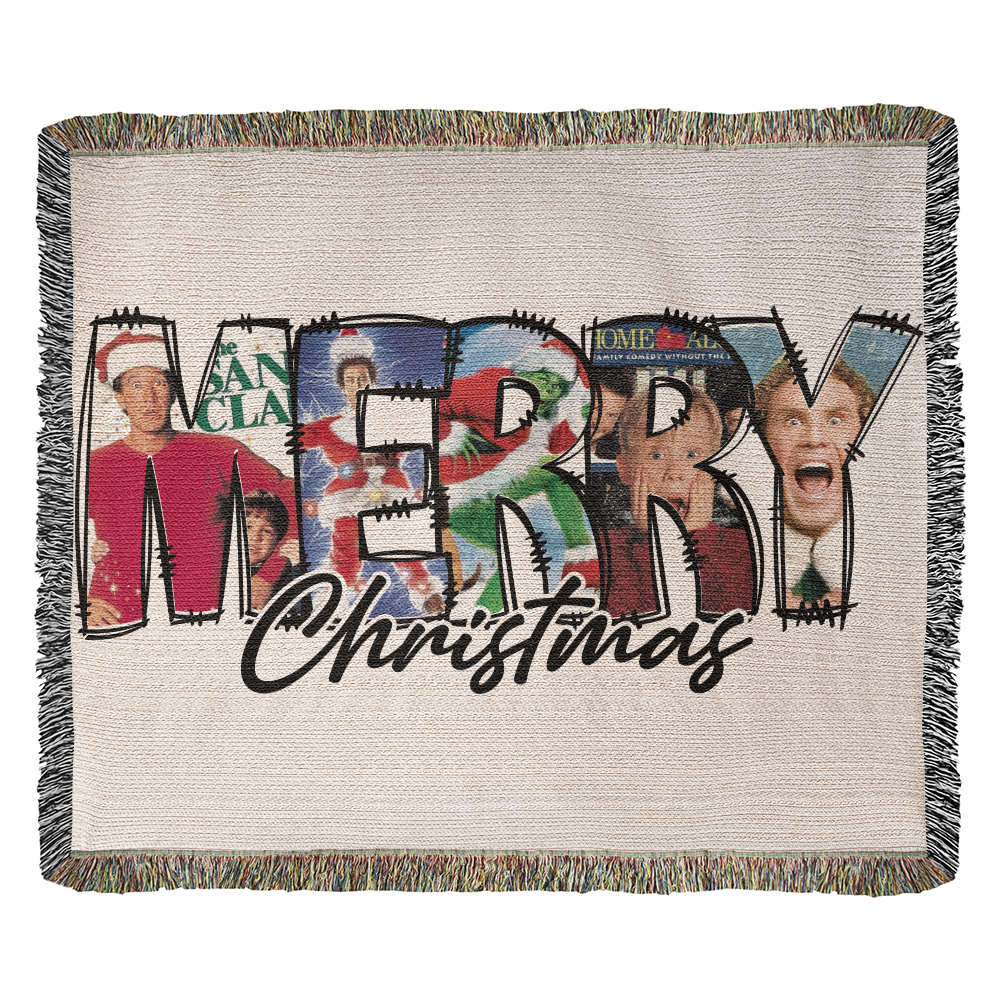 "MERRY Christmas" Woven Blanket — Featuring Iconic Holiday Movie Moments