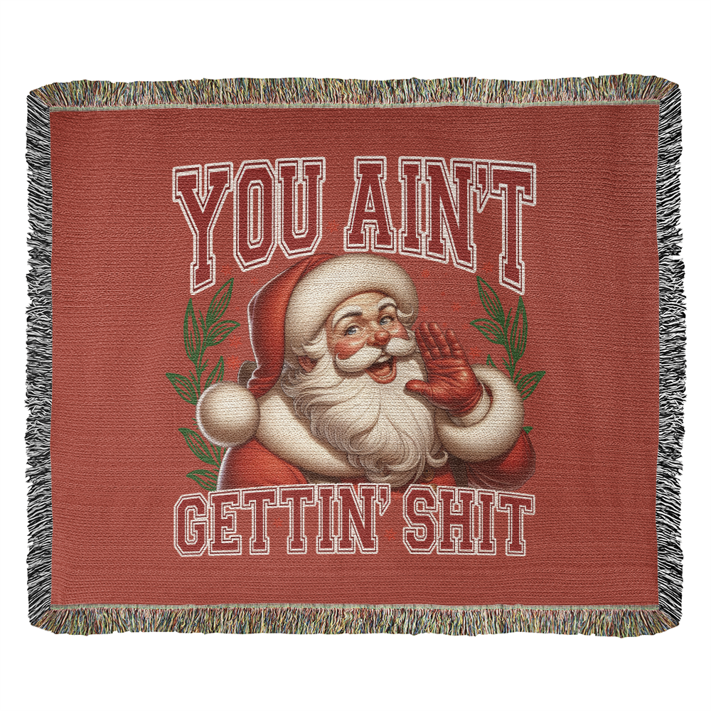 “Naughty List Santa” Woven Blanket — Funny Christmas Heirloom Throw
