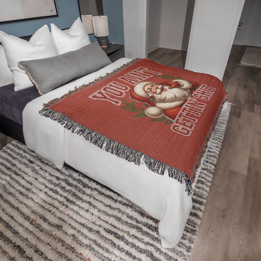 “Naughty List Santa” Woven Blanket — Funny Christmas Heirloom Throw