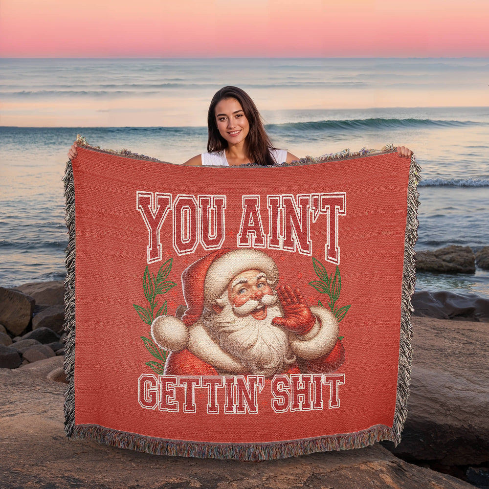 “Naughty List Santa” Woven Blanket — Funny Christmas Heirloom Throw