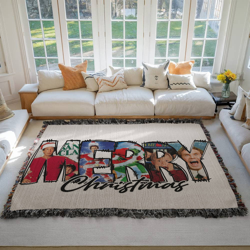 "MERRY Christmas" Woven Blanket — Featuring Iconic Holiday Movie Moments