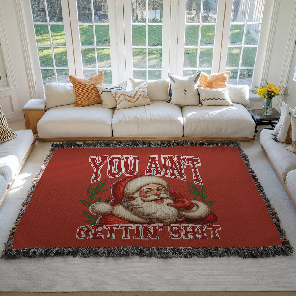 “Naughty List Santa” Woven Blanket — Funny Christmas Heirloom Throw