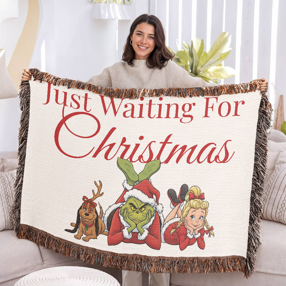 "Just Waiting for Christmas" — Heirloom Woven Blanket Featuring The Grinch & Friends