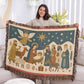 “Nativity Scene” Woven Blanket — Heirloom Christmas Throw with Holy Family & Three Wise Men