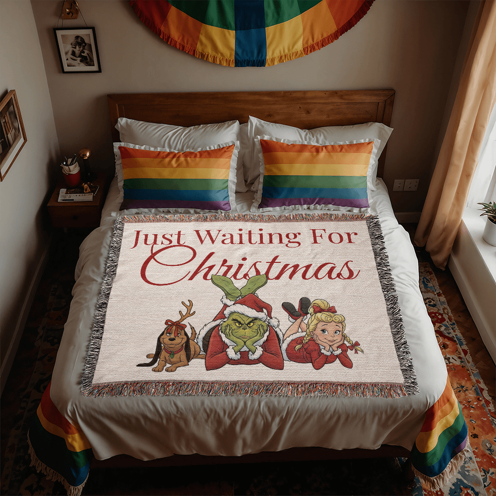 "Just Waiting for Christmas" — Heirloom Woven Blanket Featuring The Grinch & Friends