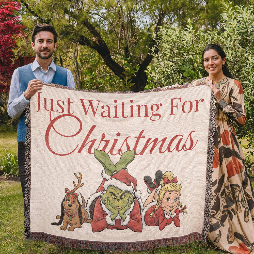 "Just Waiting for Christmas" — Heirloom Woven Blanket Featuring The Grinch & Friends