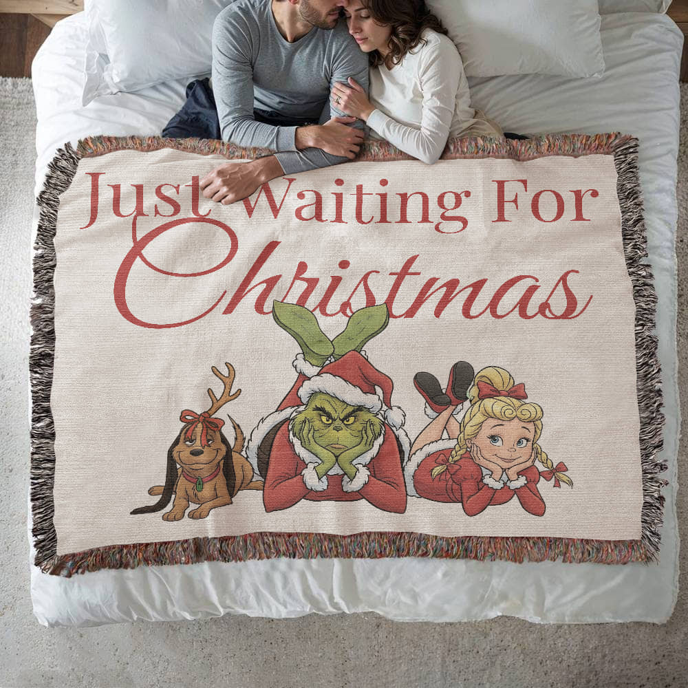 "Just Waiting for Christmas" — Heirloom Woven Blanket Featuring The Grinch & Friends