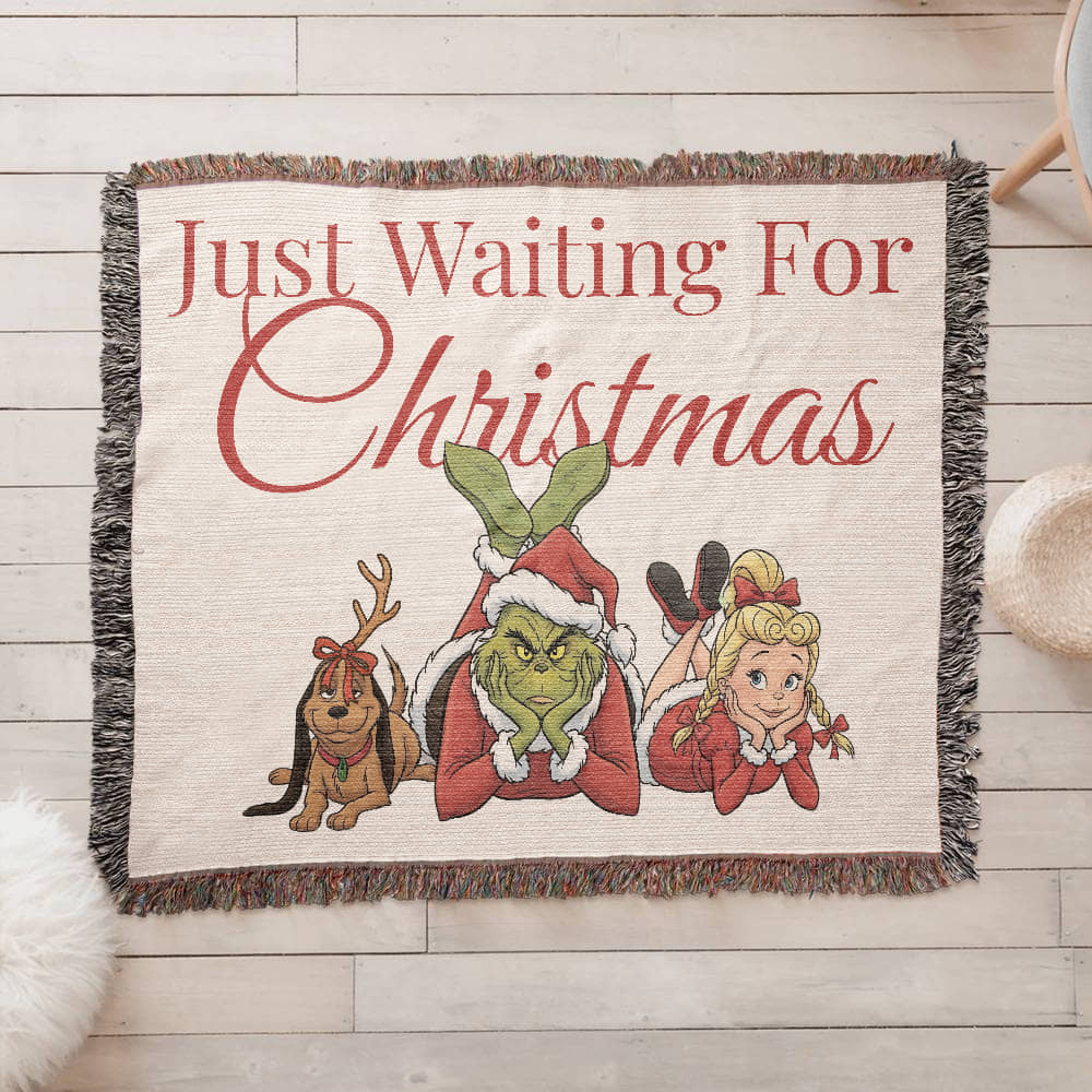 "Just Waiting for Christmas" — Heirloom Woven Blanket Featuring The Grinch & Friends