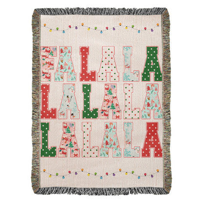 “Fa La La La La” Woven Christmas Blanket — Festive Holiday Heirloom Throw