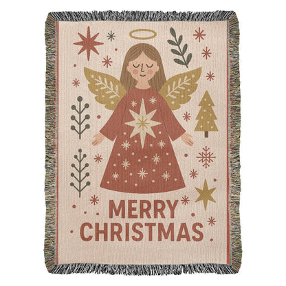 “Merry Christmas Angel” Woven Blanket — Heirloom Holiday Throw