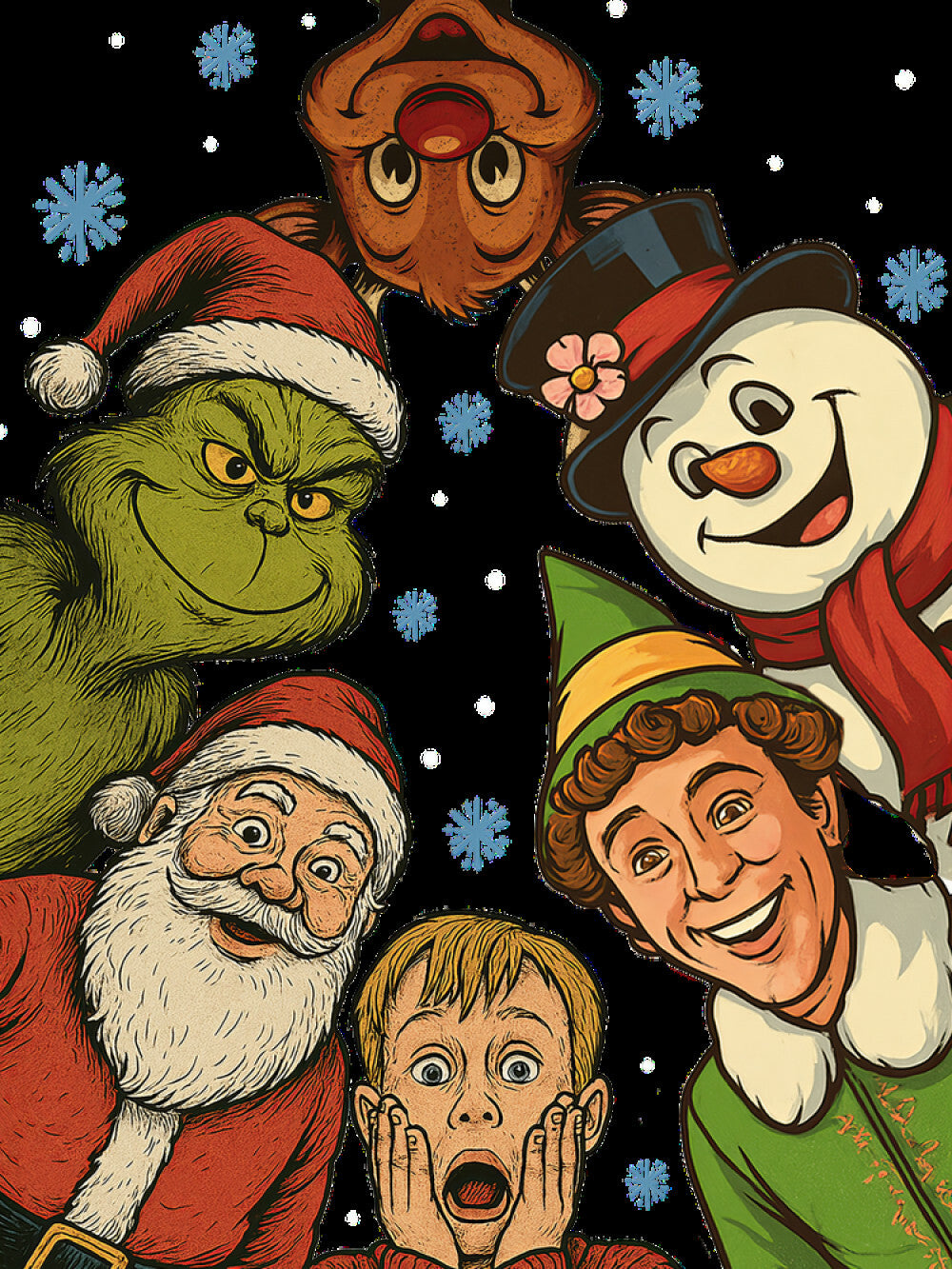 “Christmas Classics Crew” Woven Blanket — Festive Heirloom Throw with Iconic Holiday Characters